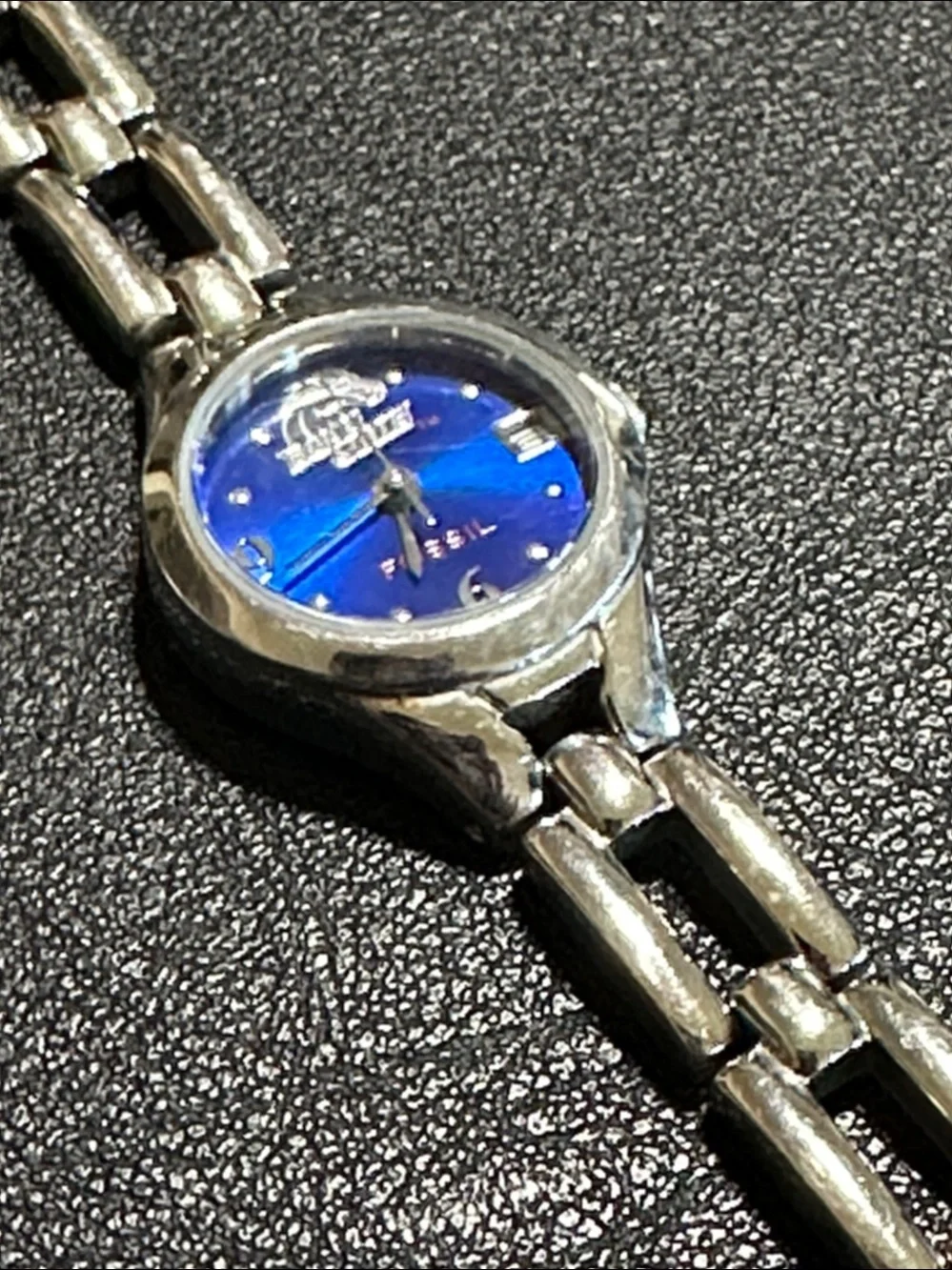 Fossil Boise State College Collection Silver Tone Link Watch